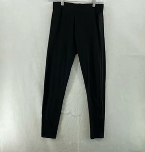 Style&Co. Leggings Womens Sz XS Black Faux Leather Stripe Mid Rise Elastic Waist - Picture 1 of 11