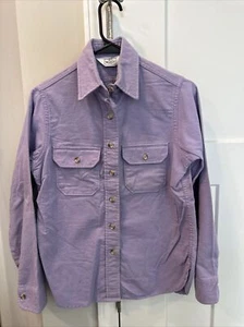 VTG Woolrich Women's Button Down Shirt Size 9/10 Cotton Chamois Purple USA Made - Picture 1 of 8
