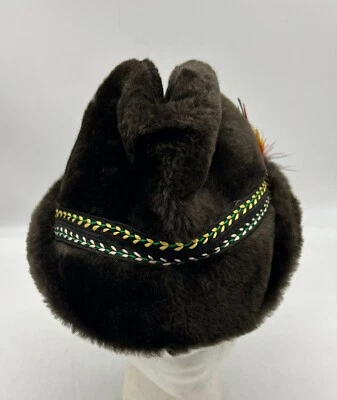 Vintage United Hatters Cap Millinery Faux Fur Hat Feather Accent & Braided Band - Image 1 of 4