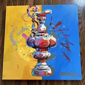 Malcolm Farley Original buntes Gemälde Stillleben der Urne Vase Krug 20x20" - Bild 1 von 18