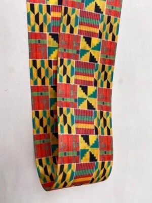 5 Yards Yards African Ankara Kente Print Non Wired  Ribbon 2” Wide Double Sided - Image 1 of 4