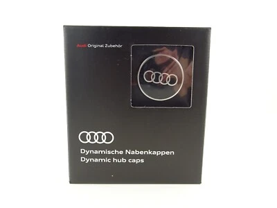 Audi Black Rings Dynamic Centre Alloy Wheel Hub Caps 4M8071006A Genuine New - Image 1 of 4