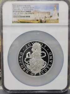 Great Britain 2017 Queens Beasts Unicorn Scotland 5oz Proof Silver Coin NGC 69 - Picture 1 of 8