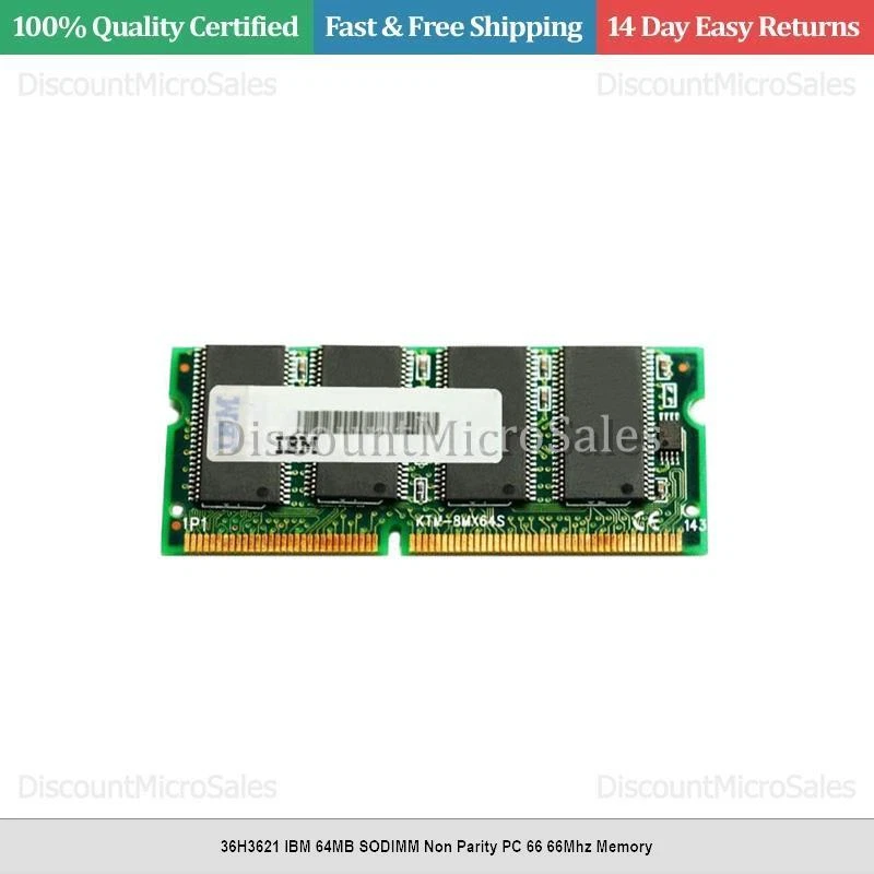 36H3621 IBM 64MB SODIMM Non Parity PC 66 66Mhz Memory - Image 1 of 1