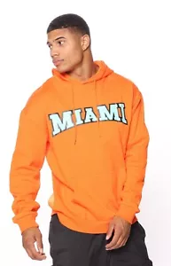 Brand New "Miami" 2023 Orange Hoodie Ode To The Hurricanes & Dolphins- Large - Picture 1 of 3
