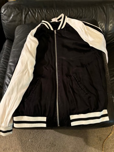 COACH glowered ?? Giacca da allenatore pista zip marca combo nero bianco US Med bella