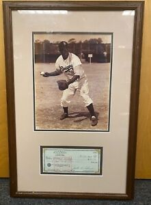 Jackie Robinson HOF Dodgers Signed 1967 Personal Check 14x20 Framed Display AUTO