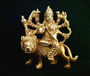 3" Brass Durga Ma Handmade Statue Navratra Puja Hindu Goddess Religious Gift - Picture 1 of 3