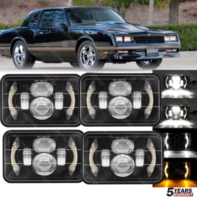 Fit Chevrolet Monte Carlo SS 1980-1988 4PCS 4x6" LED Headlights Hi/Lo Beam - Image 1 of 4
