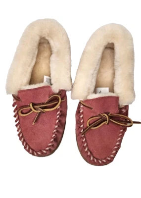 NUEVO LL Bean Wicked Good Zapatillas Mocasines Cuero Rosa Gamuza Piel de Cordero Real 7M Foto 1 de 4