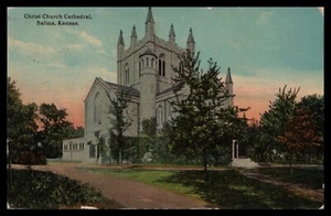 Rppc, SALINA KANSAS, IGLESIA DE CRISTO CATEDRAL EPISCOPAL Woolworth C 1910 Tintado - Imagen 1 de 2