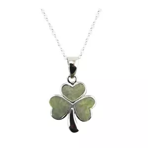 Irish Connemara Marble Shamrock Pendant #10441 - Picture 1 of 2