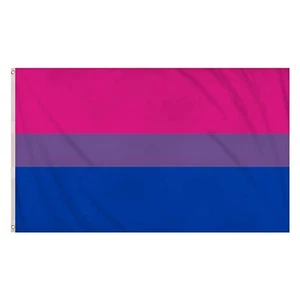 LARGE FLAG BISEXUAL 5FT X 3FT PRIDE LGBTQA+ COLOUR BANNER WITH BRASS EYELETS UK - Picture 1 of 1