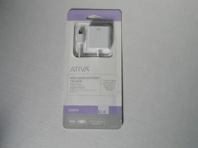 Ativa Mini Displayto VGA Port M To HDMI F Pigtail Adapter, White NEW - Image 1 of 3