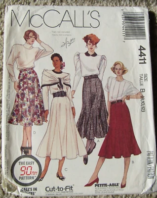 1989 McCall's Easy Pattern 4411 Misses' Skirts and Belt Sz 8-10-12 Uncut - Image 1 of 4
