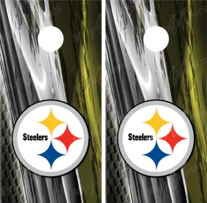Pittsburgh Steelers Ripped Metal Cornhole Board Decal Wrap Wraps - Picture 1 of 3