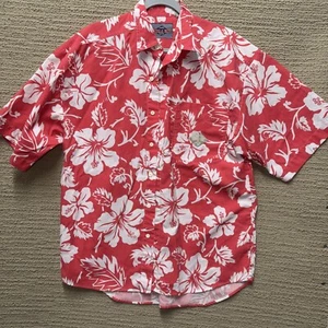 Vintage Bugle Boy Hawaiian Shirt Mens Size L Pink White Floral All over Print - Picture 1 of 16