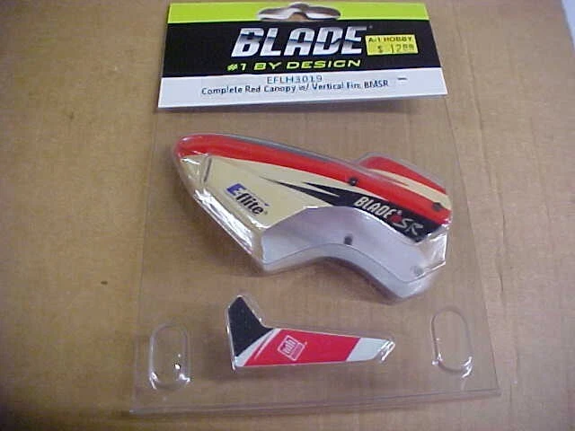 BLADE EFLH3019 = COMPLETE RED CANOPY WITH VERTICAL FIN: BMSR (NEW) - Image 1 of 2