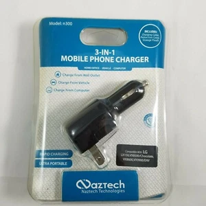 Naztech N 300 & Micro USB 3-In-1 Wall Charger / Car Charger / USB Port Charger - Picture 1 of 3