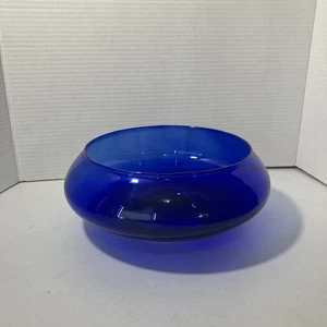 Ciotola in vetro blu cobalto non marcata arte vetro frutta centrotavola - Foto 1 di 9