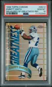 1999 EMMITT SMITH TOPPS CHROME MEASURES OF GREATNESS REFRACTOR PSA 10 HOF POP=35 - Picture 1 of 3