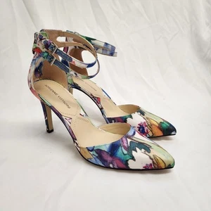 ADRIENNE VITTADINI Floral Nevi Double ankle strap Pumps 3.25" Heels Sz 8 Mint - Picture 1 of 8