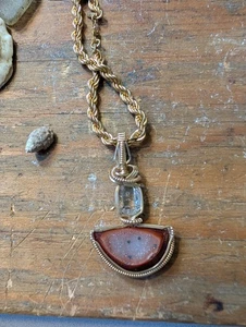 Handgefertigter Anhänger Kristall N seltener Edelstein Halskette von Hand geflochten - Bild 1 von 4