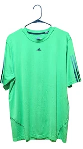 Adidas Shirt Mens XL Green Training  Tee Striped Short Sleeve  - Picture 1 of 7