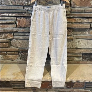 Bershka Linen Blend Cream Lounge Pants Elastic Drawstring Waistband - Picture 1 of 9