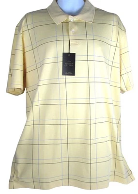 Tasso Elba Yellow Blue Plaid 100% Supima Cotton Short  Sleeve Polo Shirt NEW TAG - Image 1 of 4