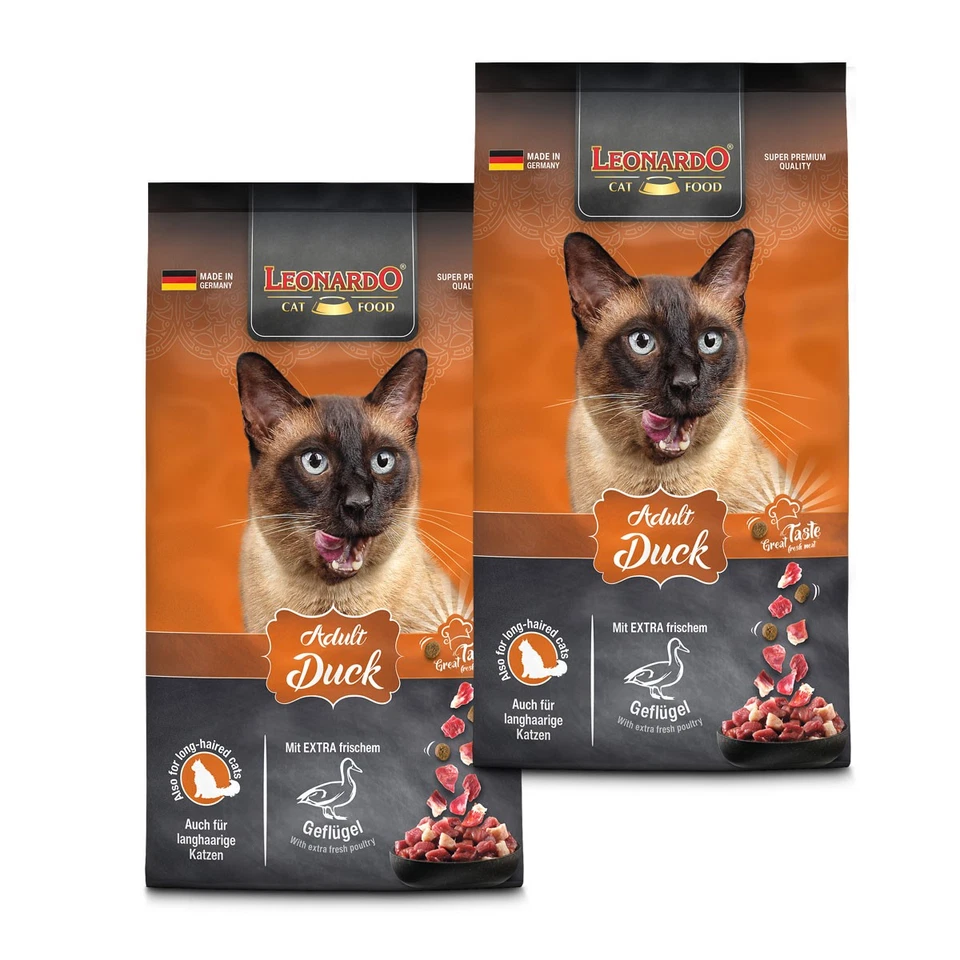 2 x 7,5 kg Leonardo Adult Duck | Trockenfutter für Katzen mit Ente - Bild 1 von 1