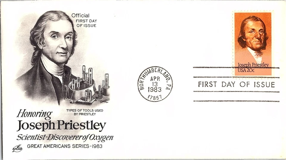 Joseph Priestley Scientist Great American Series April 13 1983 Mail Cover FDC - Image 1 of 1