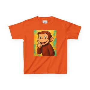 Kids Curious George, School, Birthdays,Fun T-Shirt,Gift, Eco-Friendly Cotton Tee - Picture 1 of 61