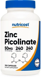 Nutricost Zinc Picolinate 50mg, 240 Vegetarian Capsules - Picture 1 of 5