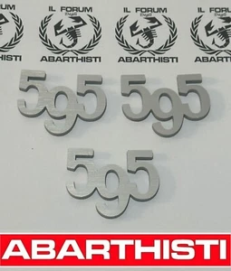 ABARTH x3 loghi 595 IN METALLO STEEL SILVER LOGHI COMPLETO FREGI BADGE LATERALI - Picture 1 of 3