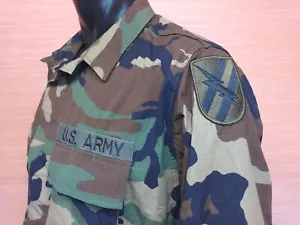 US Army 48th Infantry Brigade Woodland BDU Camo Combat Coat Jacket Medium Short - Picture 1 of 7