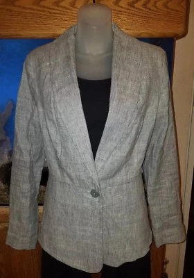 Chaqueta CAbi Azul Gris Mezcla Lino Talla 6 Foto 1 de 4