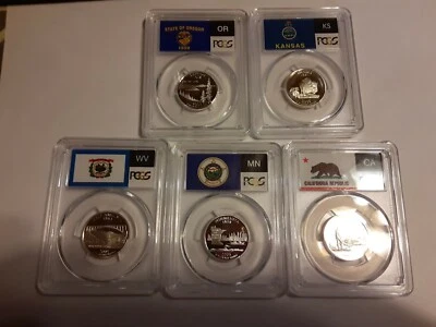 2005 S SILVER SET OF 5 STATE QUARTER PROOFS PCGS PR69DCAM - Image 1 of 4