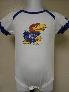 New-Mended Kansas Jayhawks Infants Girls 3-6 Months (3/6M) White Adidas Bodysuit - Picture 1 of 7