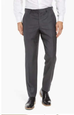 Calça social Ted Baker London Jefferson frente plana lã maciça, cinza, 33R - Imagem 1 de 4