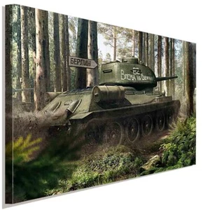  Panzer T-34 nach Berlin Leinwandbild AK Art Bilder Wanddeko Wandbild Kunstdruck - Bild 1 von 5