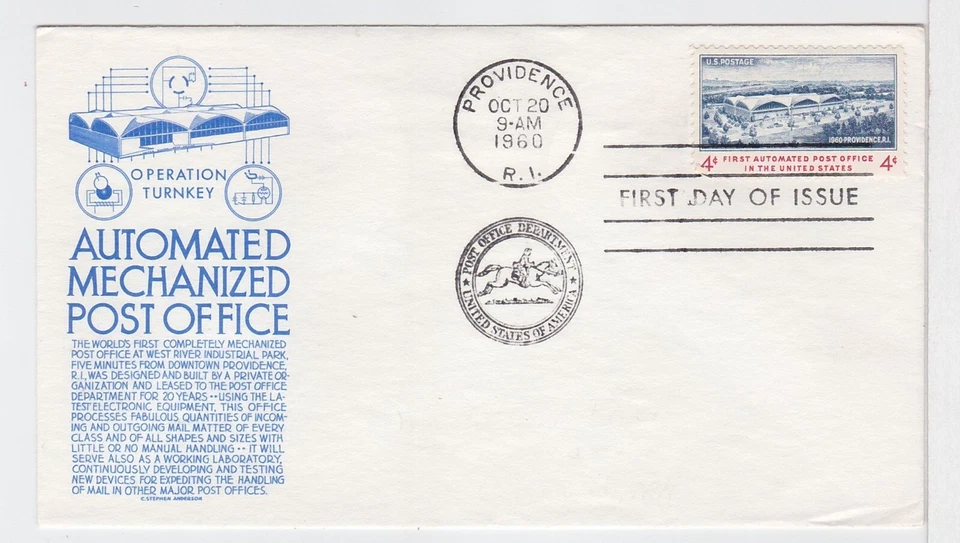 TurtlesTradingPost- First Mechanized Post Office 1960 #1164  FDC Anderson Cachet - Image 1 of 1