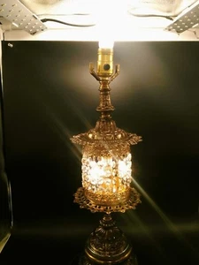  Hollywood Regency Brass & Austrian Crystals  Vintage Table Lamp  - Picture 1 of 8