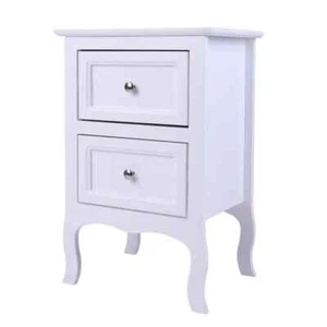 Modern White Nightstand, 2-Drawer, 15.7"W x 11.8"D x 23.6"H - Picture 1 of 7