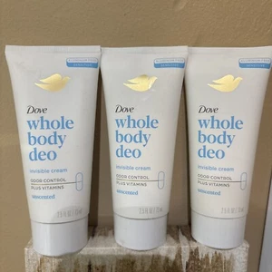 (3) Dove Whole Body Deo Aluminum Free Invisible Cream Deodorant Unscented 2.5oz - Picture 1 of 2
