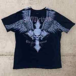 Affliction Signature Series Fedor Emelianenko Skull Cross Grunge T Shirt 3XL