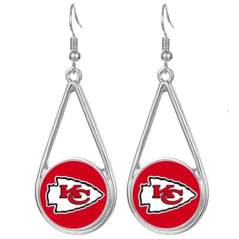 Kansas City Chiefs Womens Silver Drop Dangle Earrings w Gift Pkg D29 Cover