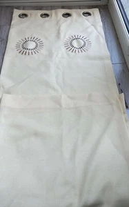 Cream eyelet pair of curtains w.113 X 185cm drop - Picture 1 of 10