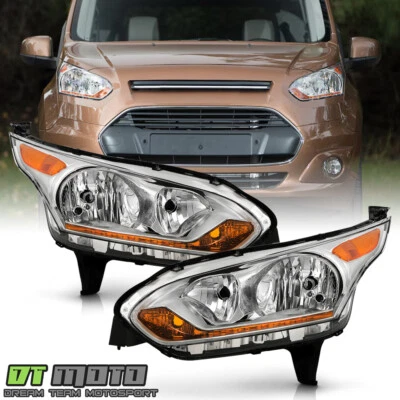 Par de faros cromados izquierda+derecha para Ford Transit Connect 2014-2018 Foto 1 de 4