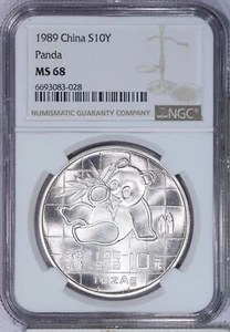 1989 China Silver Panda 10 Yuan S10Y NGC MS68 - Picture 1 of 2